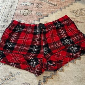 Victoria's Secret Red and Black Plaid Pajama Shorts